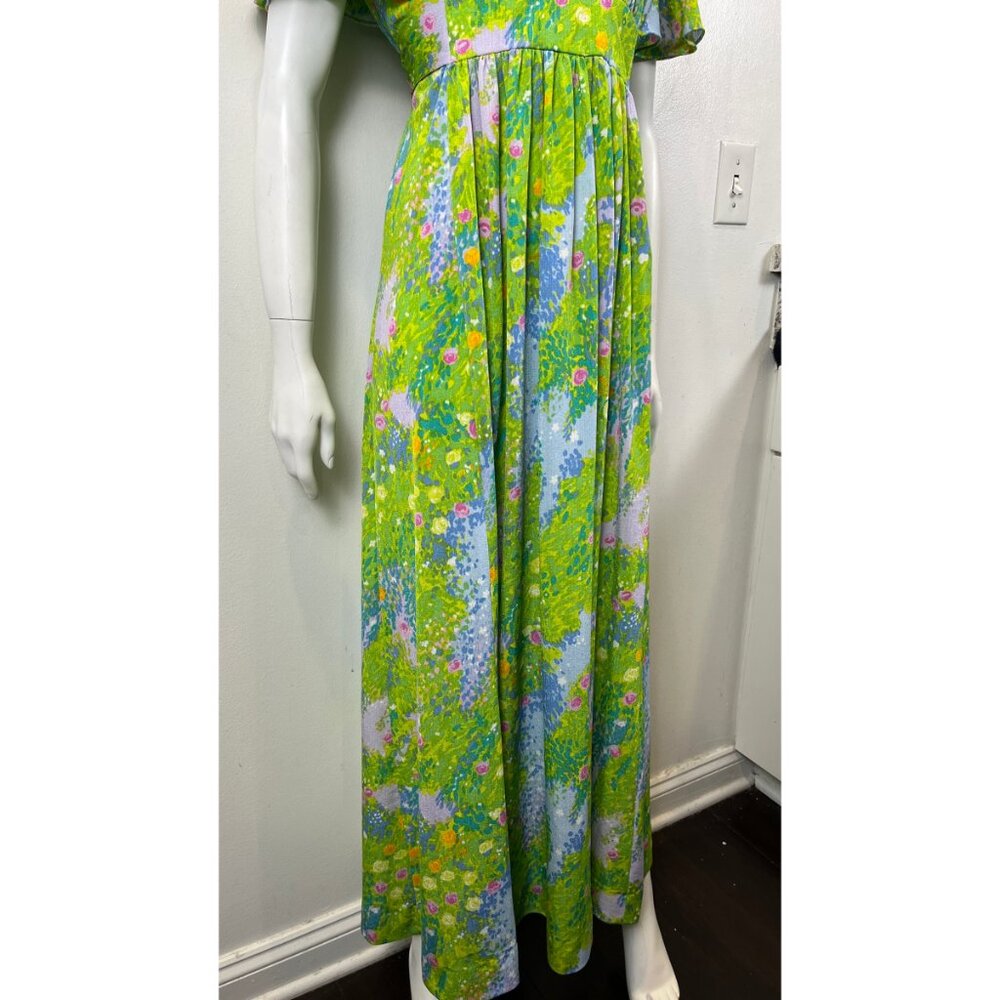 VINTAGE KUULEI HAWAII FLORAL 60'S MAXI DRESS S - Picture 7 of 15